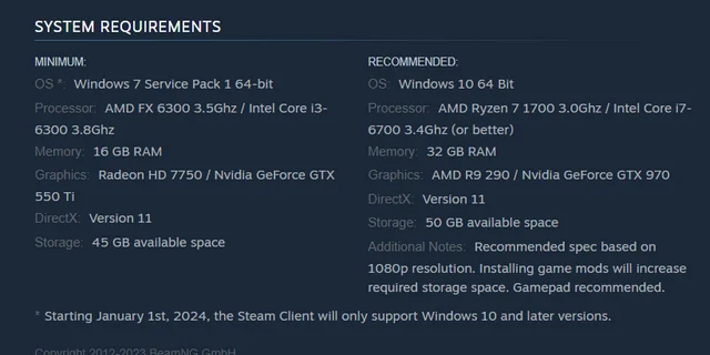 Hardware Requirements For BeamNG.drive